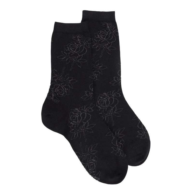 Chaussettes femme en laine avec transparence - Noir | Doré Doré