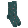 Chaussettes homme en coton à motif renard - Vert Saule