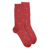 Chaussettes homme en coton à motif renard - Brique | Doré Doré