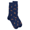 Chaussettes homme en coton à motif renard - Bleu Voilier