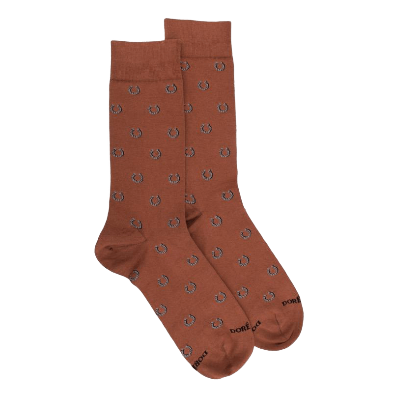 Chaussettes homme en coton à motif fer à cheval - Orange écureuil | Doré Doré