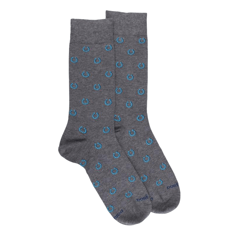 Chaussettes homme en coton à motif fer à cheval - Gris oxford | Doré Doré