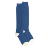 Mi-bas femme en laine polaire - Bleu saphir & écru