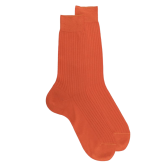 Chaussettes homme luxe en pur fil d'écosse extra fin - Orange Abricotier | Doré Doré