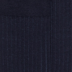 Chaussettes côtelé bicolores homme en laine et coton doux - Bleu marine | Doré Doré