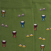 Chaussettes homme en coton à motifs tambours - Vert Campagne | Doré Doré