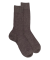 Chaussettes côtelé bicolores homme en laine et coton doux - Brun loutre & quetsche