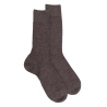 Chaussettes côtelé bicolores homme en laine et coton doux - Brun loutre & quetsche