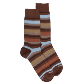 Chaussettes homme en coton avec motif rayure - Cacao & chocolat | Doré Doré