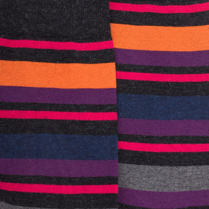 Chaussettes homme en coton avec motif rayure - Gris anthracite & Cerise | Doré Doré