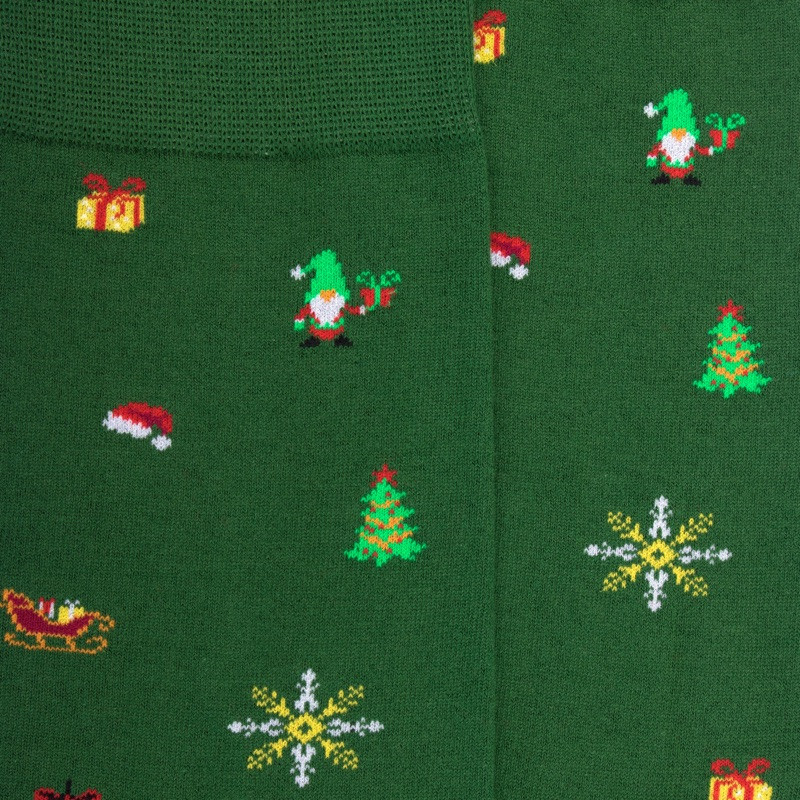 Chaussettes homme en coton à motif de Noël - Vert | Doré Doré