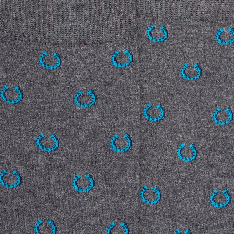 Chaussettes homme en coton à motif fer à cheval - Gris oxford | Doré Doré