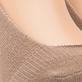 Chaussettes femme invisible en coton et bandes anti-glisse - Beige | Doré Doré