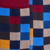 Chaussettes enfant échiquier en coton - Bleu & violet amarante | Doré Doré