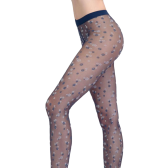 Collants femme mats 20 deniers avec motifs fleurs - Bleu Matelot | Doré Doré