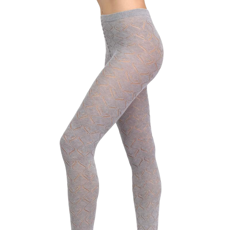 Collant femme ajourés en coton et cachemire - Blan colombe | Doré Doré