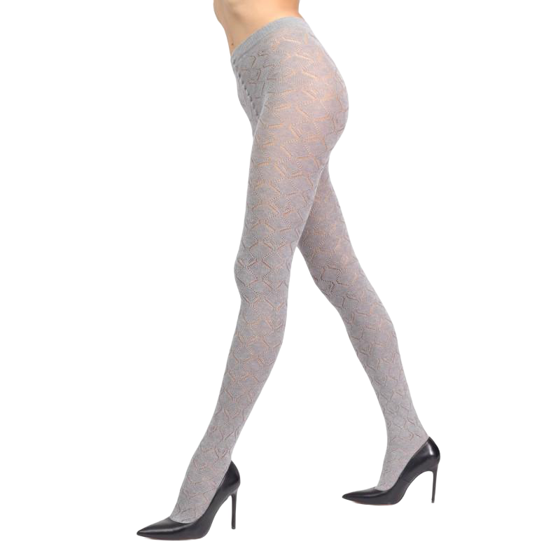Collant femme ajourés en coton et cachemire - Blan colombe | Doré Doré