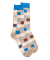 Chaussettes homme échiquier en coton - Beige Grège & Bleu