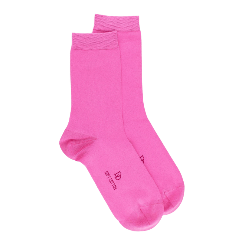 Chaussettes femme en coton doux et bord souple - Rose