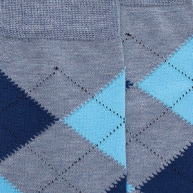 Chaussettes homme en coton à motifs intarsia - Bleu Glacier | Doré Doré