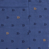 Chaussettes hommes en fil d'Ecosse avec petit motif D en deux couleurs - Bleu | Doré Doré