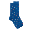 Chaussettes pour hommes en fil d'Ecosse à motifs de bateaux à voile - Bleu Cosmos