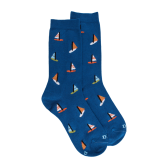 Chaussettes pour enfants en fil d'Ecosse à motifs de voile - Bleu | Doré Doré