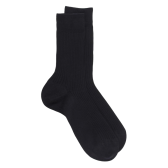 Lot de 7 chaussettes Homme côtelées en pur fil d'Ecosse - Bleu marine foncé | Doré Doré