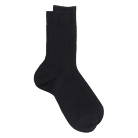 Lot de 7 chaussettes Homme côtelées en pur fil d'Ecosse - Bleu marine foncé | Doré Doré