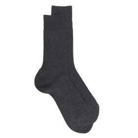 Lot de 7 chaussettes homme côtelées en pur fil d'écosse - Gris foncé | Doré Doré