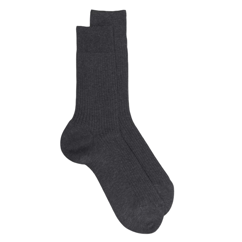 Lot de 7 chaussettes homme côtelées en pur fil d'écosse - Gris foncé | Doré Doré