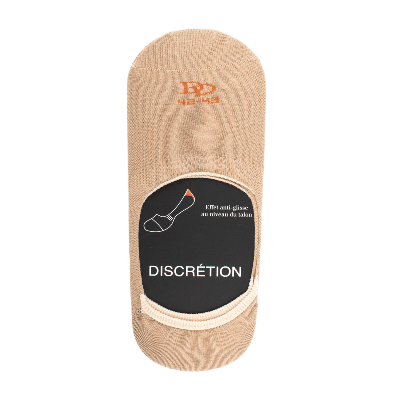 Chaussettes invisibles homme en coton égyptien et bandes anti-glisse - Beige | Doré Doré