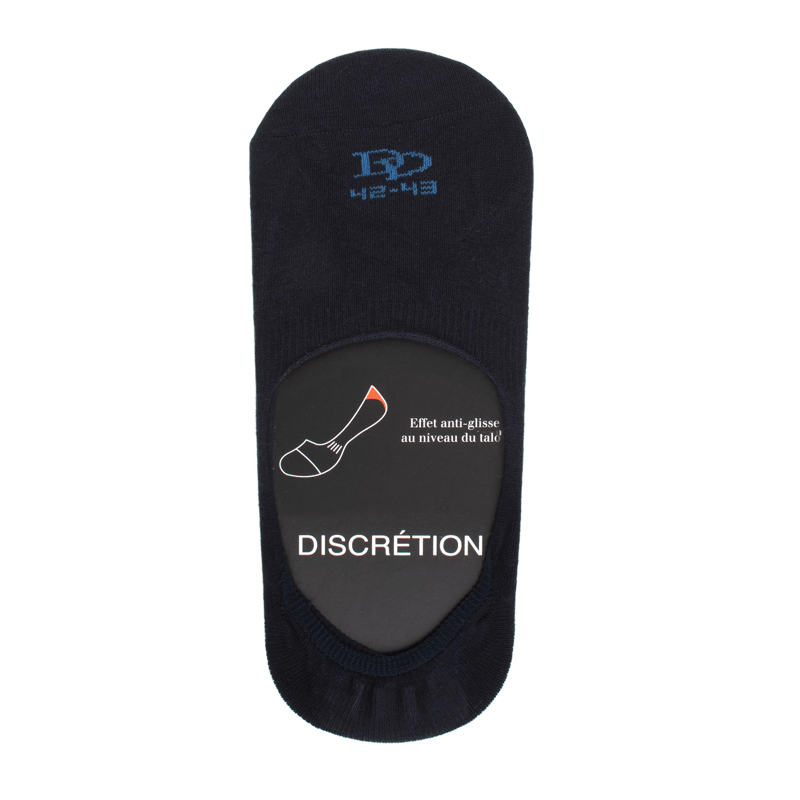 Chaussettes invisibles homme en coton égyptien et bandes anti-glisse - Bleu marine | Doré Doré