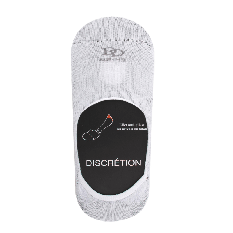 Chaussettes invisibles homme en coton égyptien et bandes anti-glisse - Blanc | Doré Doré