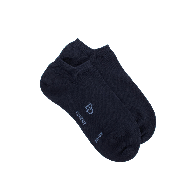 Socquettes femme Eureka en coton égyptien - Bleu marine foncé | Doré Doré