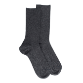 Chaussettes sans bord élastique en coton égyptien - Spécial jambes sensibles - Gris chiné | Doré Doré