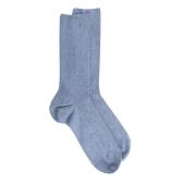 Chaussettes homme à côtes sans bord élastique en coton égyptien - Bleu Port | Doré Doré