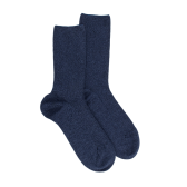 Chaussettes sans bord élastique en coton égyptien - Spécial jambes sensibles - Bleu jean | Doré Doré
