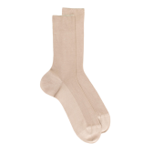 Chaussettes homme jambe sensible sans bord élastique en fil d'Ecosse - Beige | Doré Doré