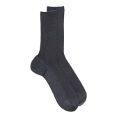Chaussettes homme jambe sensible sans bord élastique en fil d'Ecosse - Gris foncé | Doré Doré