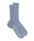 Chaussettes homme à côtes sans bord élastique en fil d'Écosse - Bleu Glacier