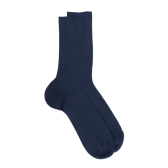 Chaussettes homme jambe sensible sans bord élastique en fil d'Ecosse - Bleu marine | Doré Doré