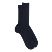 Chaussettes homme jambe sensible sans bord élastique en fil d'Ecosse - Bleu foncé | Doré Doré