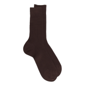 Chaussettes Homme côtelées en pur fil d'Ecosse - Marron | Doré Doré