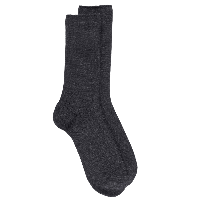 Chaussettes côtelées en laine Mérinos épaisse - Gris | Doré Doré