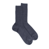Chaussettes homme en laine mérinos côtelées - Bleu Corsaire