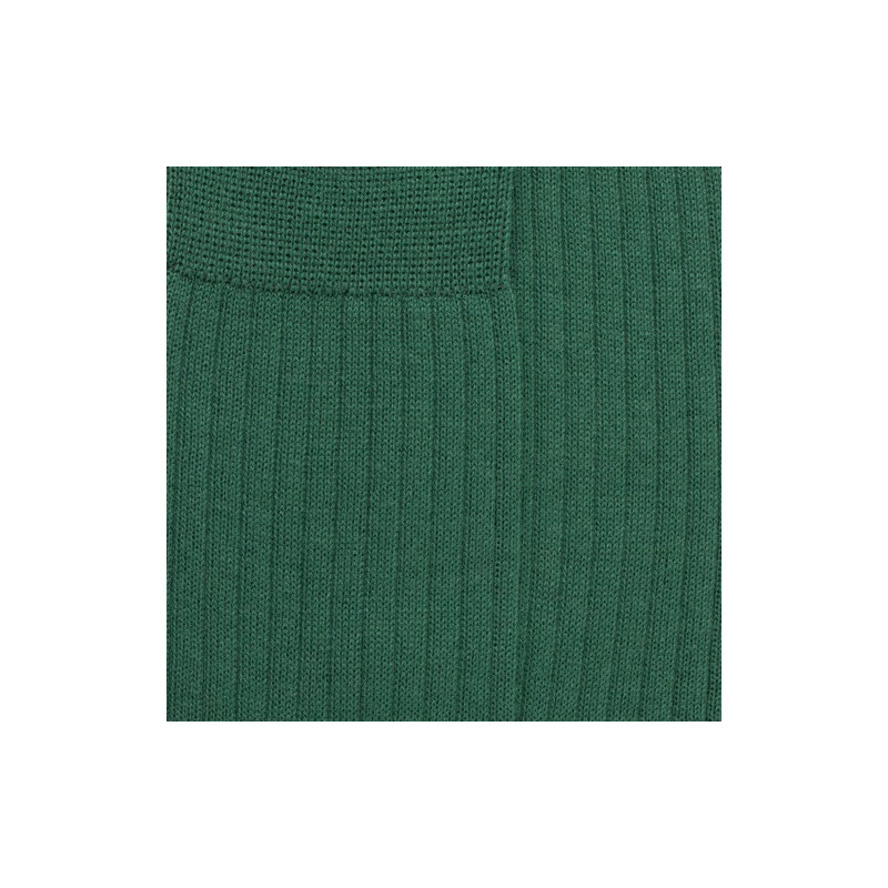 Chaussettes homme en laine mérinos côtelées - Vert chlorophyle | Doré Doré