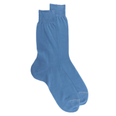 Chaussettes homme luxe en pur fil d'écosse extra fin - Bleu | Doré Doré