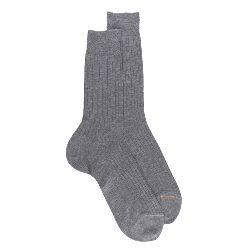 Chaussettes homme luxe en pur fil d'écosse extra fin - Gris | Doré Doré