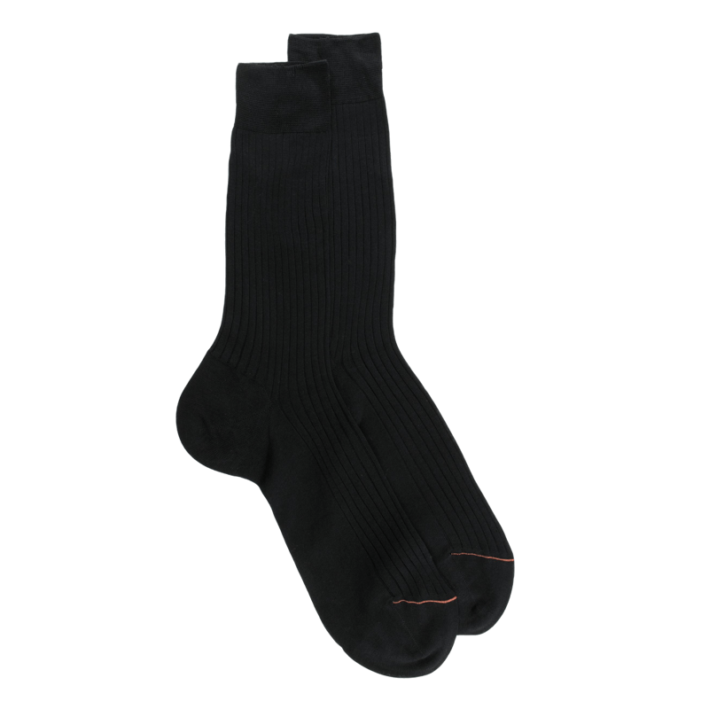 Chaussettes homme luxe en pur fil d'écosse extra fin - Noir | Doré Doré